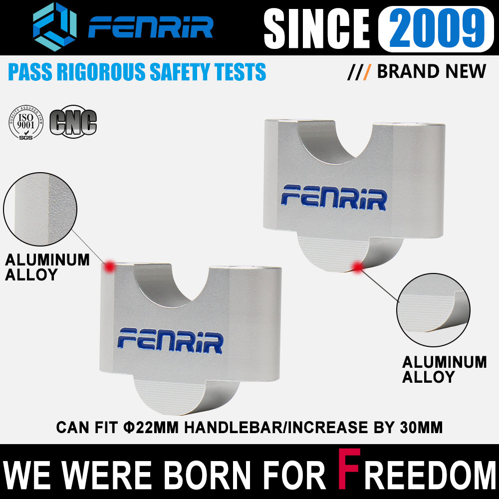 FENRIR Increase 3CM Motorcycle Handlebar Riser Sliver Aluminum Alloy For 22MM Handlebar