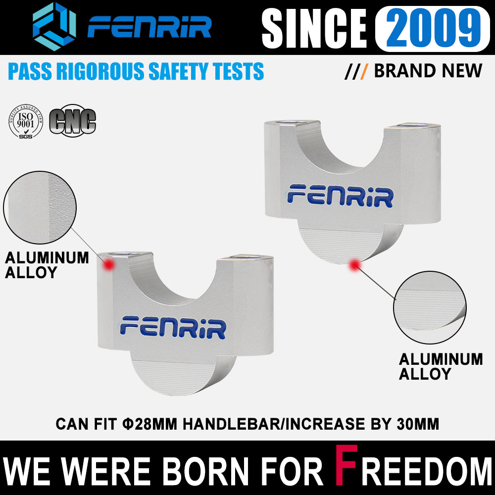 FENRIR 3CM 높인 오토바이 핸들바 라이저 실버 알루미늄 합금 28MM 핸들바용