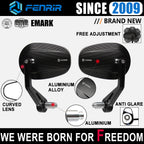 FENRIR Emark CNC Aluminiumlegierung Cafe Racer Retro Schwarzer Motorrad Lenkerendspiegel Seiten-Lenker Spiegel 801-0375