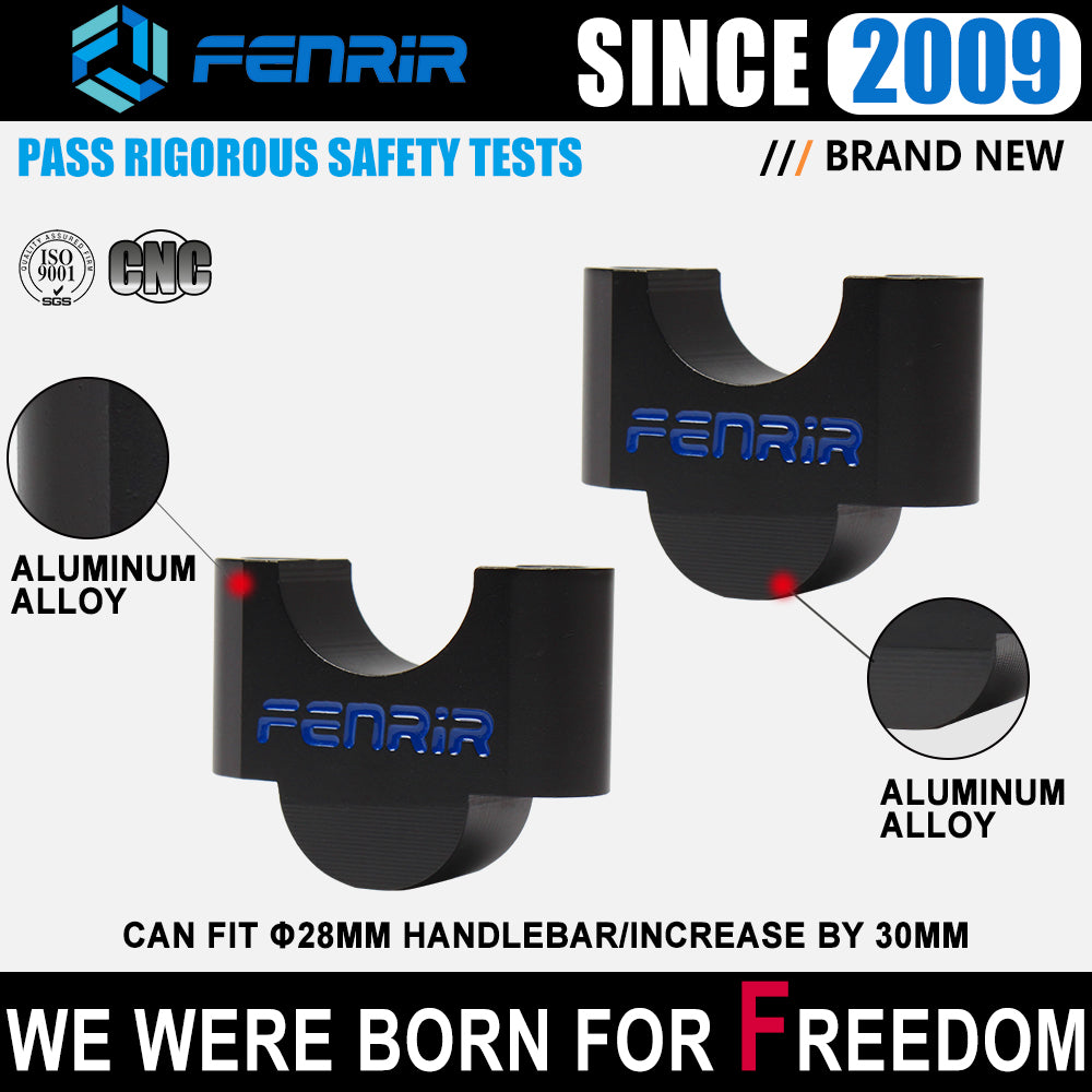 FENRIR Increase 3CM Motorcycle Handlebar Riser Black Aluminum Alloy For 28MM Handlebar