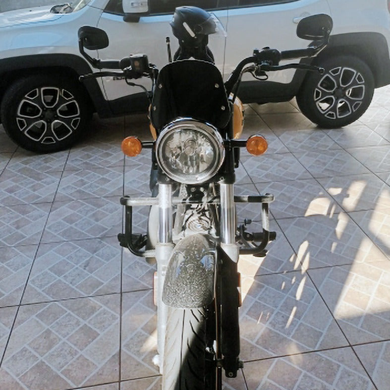 FENRIR CNC Aluminiumlegierung Cafe Racer Retro Schwarz Motorrad Lenkerendenspiegel Seitenlenkerspiegel Universal für Sport Naked Street Cruiser Scooter