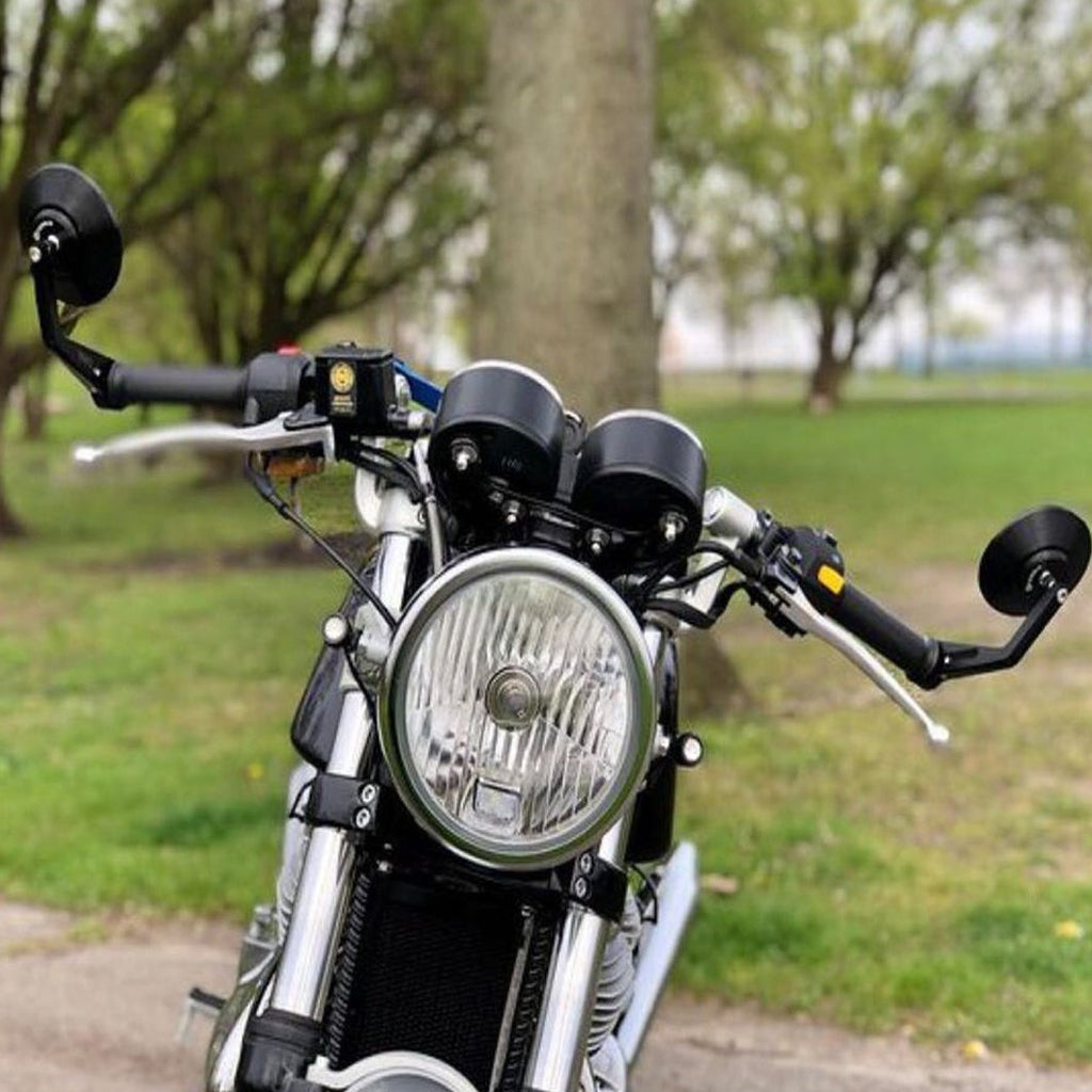 FENRIR CNC Alüminyum Alaşım Yuvarlak Cafe Racer Retro Siyah Motosiklet Bar Uç Aynaları Spor Çıplak Sokak Bisiklet Cruiser Için Yan Gidon Aynası Cruiser Scooter