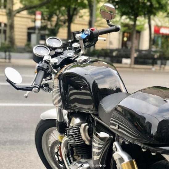 FENRIR CNC 鋁合金圓形 Cafe Racer 復古黑色摩托車車把後視鏡側車把鏡運動裸體街頭自行車巡洋艦踏板車