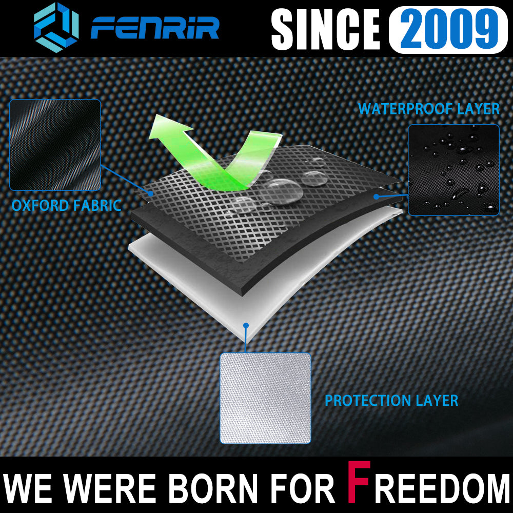 FENRIR 104" Inch 265CM 420D Oxford Cloth Motorsykkeldeksel Vanntett utendørs oppbevaring for Cruise Touring Bagger Bobber sideboksdesign Antennehull