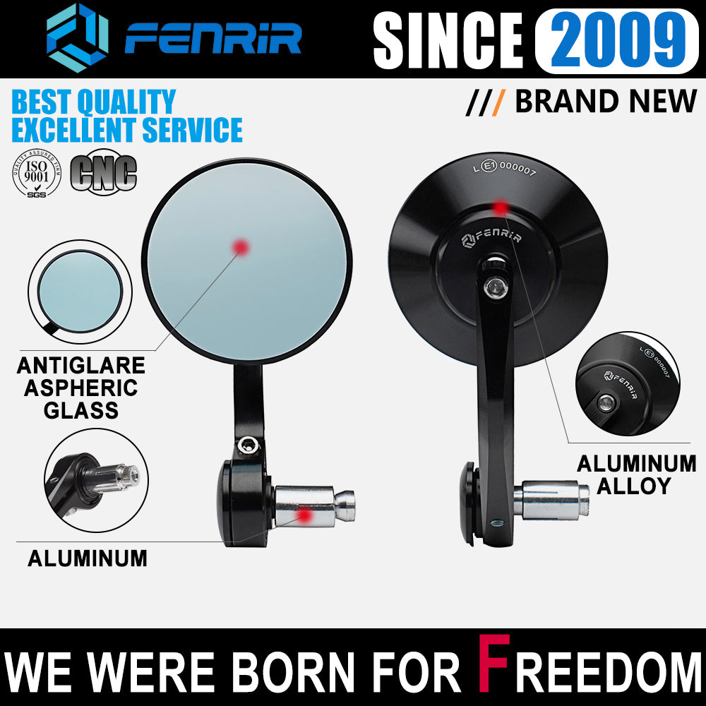 FENRIR Motorcycle Handlebar Bar End Mirrors For Kawasaki Z125 PRO Z250SL Z650 ESTRELLA250 NINJA250SL NINJA650