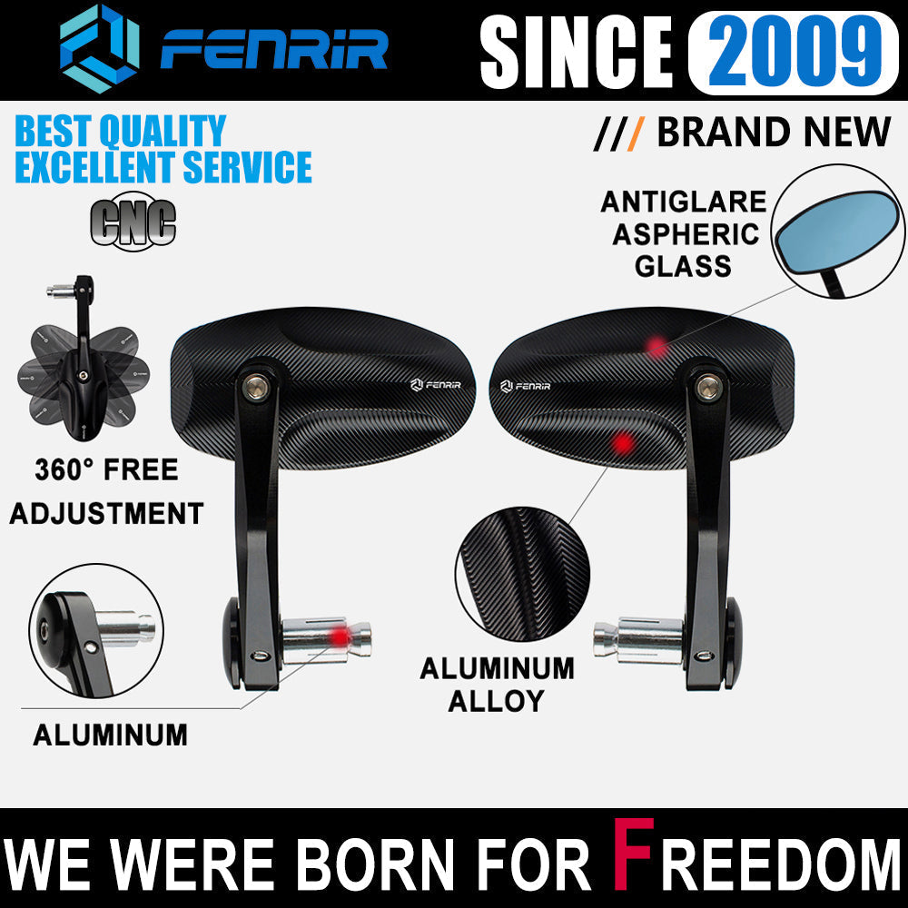 FENRIR CNC Алюминиевый сплав Cafe Racer Черный мотоцикл Бар Торцевые зеркала Боковые зеркала на руль Универсальный вид сзади для спорта Naked Street Cruiser Scooter