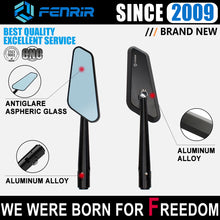 将图片加载到图库查看器，FENRIR Universal Motorcycle Side Mirror CNC Aluminum Alloy Anti-glare Curved Lens Anti-vibration