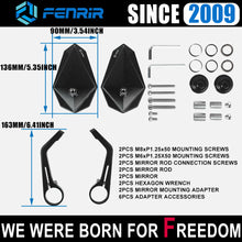 Load image into Gallery viewer, FENRIR EMARK CNC Aluminum Alloy Cafe Racer Black Motorcycle Bar End Mirrors Side Handlebar Mirror For Super Sport Naked Street Bike Cruiser Scooter