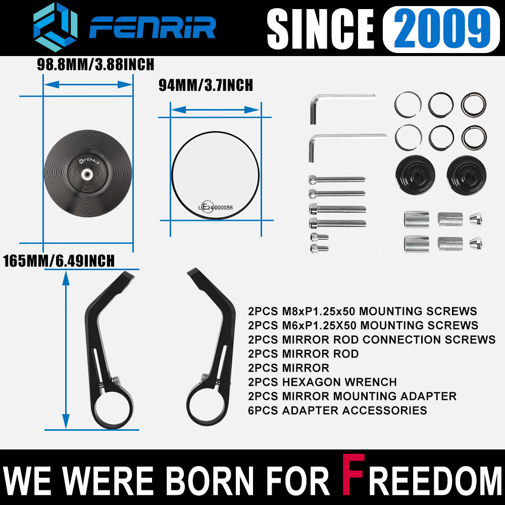 FENRIR EMARK Motorcycle Handlebar Bar End Mirrors For Royal Enfield Bullet350 Bullet500 Classic350 Classic500 Continental GT 650 Himalayan Interceptor650 INT650 Meteor350 Scram411 Super Meteor 650 ThunderBird Hunter350
