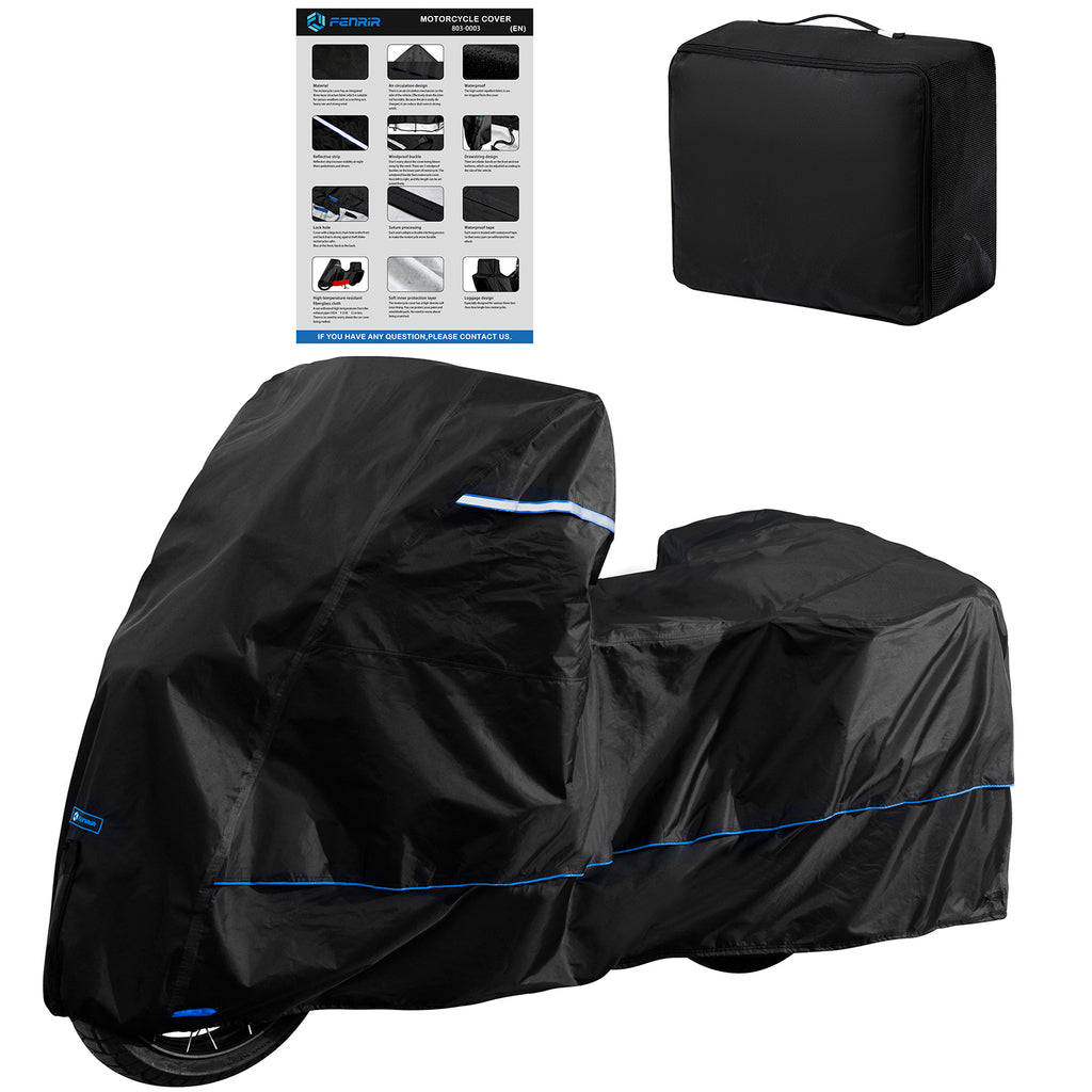 FENRIR Housse de moto de qualité supérieure 420D 230CM/90"POUCES Imperméable Stockage extérieur Design boîte à bagages pour Adventure Touring Sport Street (1BOX/2BOX/3BOX)