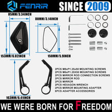 Load image into Gallery viewer, FENRIR Emark Motorcycle Handlebar Bar End Mirror for C400X C400GT F800S G310R K1200R K1200S K1300R K1300S M1000RR R100R R1100R R1100S R1150R R1200R(06-13) R1200S R850R S1000RR(19-23)
