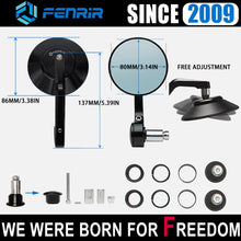 Load image into Gallery viewer, FENRIR CNC Aluminum Alloy Round Cafe Racer Retro Black Motorcycle Bar End Mirrors Side Handlebar Mirror For Sport Naked Street Bike Cruiser Scooter