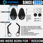 FENRIR CNC Aluminium Alloy Cafe Racer Cermin Hujung Bar Motosikal Hitam Cermin Bar Hendal Sisi Pandangan Belakang Universal Untuk Sukan Skuter Street Cruiser Telanjang