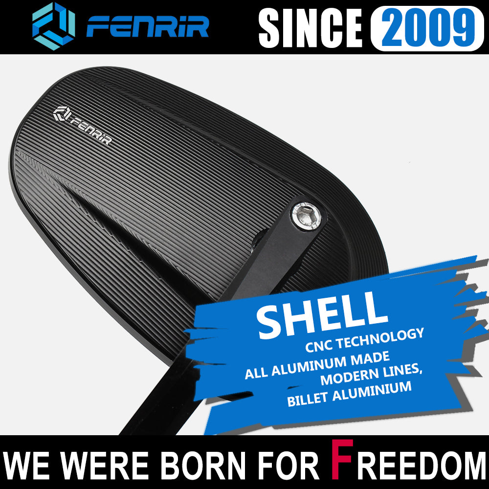FENRIR CNC Aluminium Alloy Cafe Racer Retro Hitam Motosikal Bar Hujung Cermin Sisi Hendal Cermin Universal untuk Sukan Bogel Street Cruiser Scooter