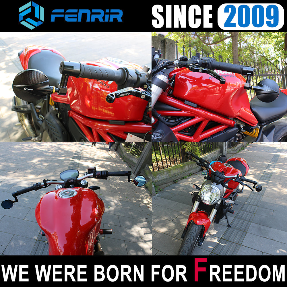 FENRIR CNC Alüminyum Alaşım Cafe Racer Yuvarlak Siyah Motosiklet Bar Sonu Aynalar Gidon Aynası Evrensel Dikiz Süper Spor Çıplak Sokak Scooter Için