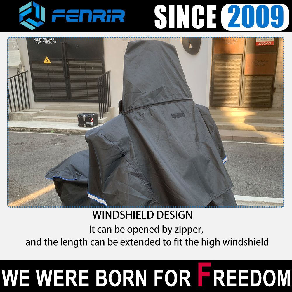 FENRIR 420D Oxford Cloth 80" 205CM Motorcycle Cover Exhaust Pipe Anti-Scalding Waterproof Outdoor Outside Storage Length Extension Function top Box Design Windshield Design for Scooter