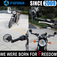 将图片加载到图库查看器，FENRIR EMARK CNC Aluminum Alloy Round Cafe Racer Retro Black Motorcycle Handlebar Bar End Mirrors For Sport Naked Street Bike Cruiser Scooter