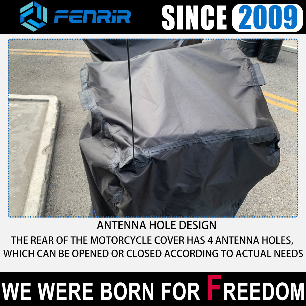 FENRIR 111 INCH 420D Trike Motorcycle Cover Waterproof Outdoor Storage Exhaust Pipe Anti-Scalding Antenna Hole for FREEWHEELER TRI Glide Ultra Road Glide 3 Street Glide 3 Limited Trike Goldwing Trike Roadmaster