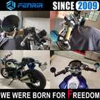 FENRIR CNC 鋁合金圓形 Cafe Racer 復古黑色摩托車車把後視鏡側車把鏡運動裸體街頭自行車巡洋艦踏板車