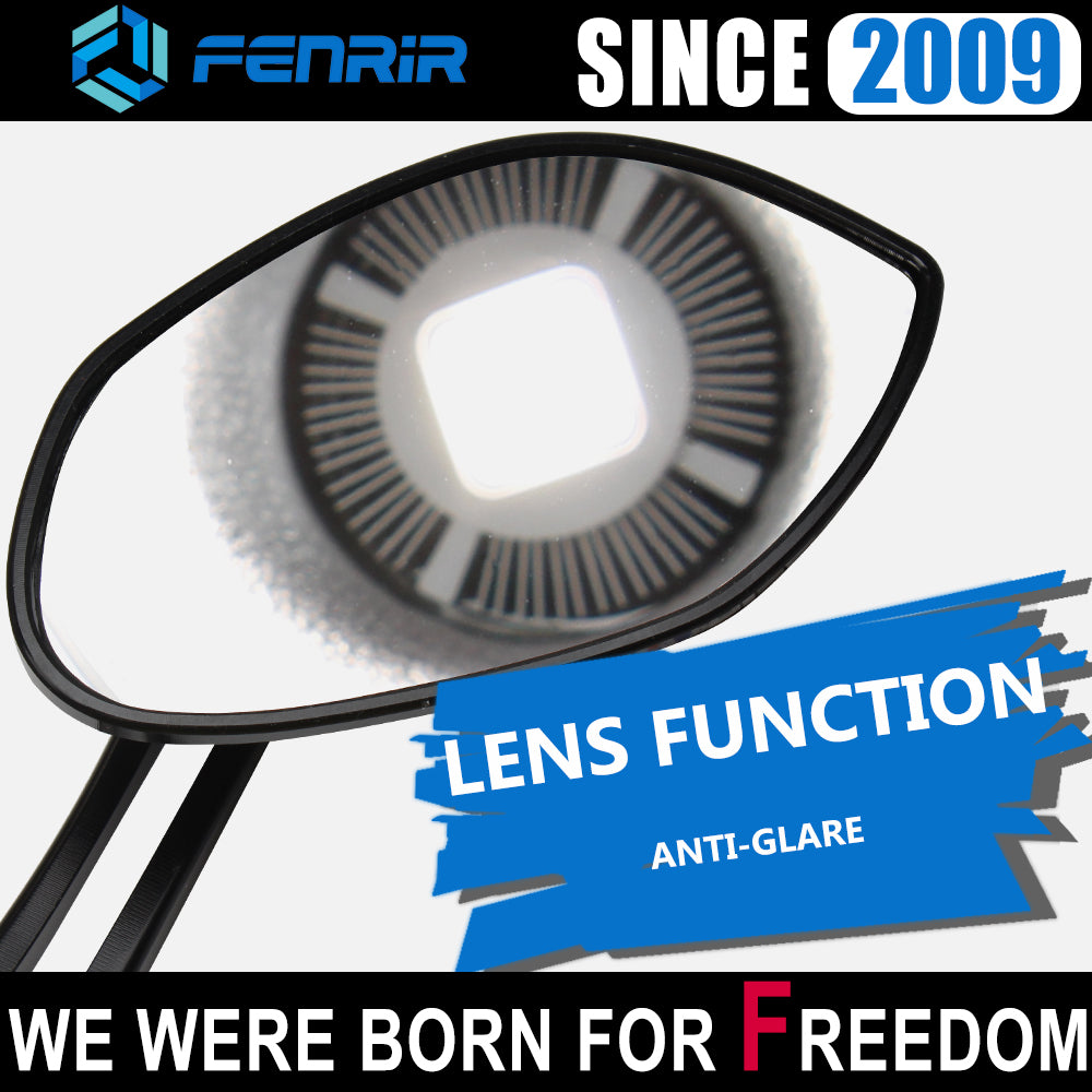 FENRIR Universal Motorcycle Side Mirror CNC Aluminum Alloy Anti-glare Curved Lens Big view Anti-vibration Street sports Cruise Adventure Scooter