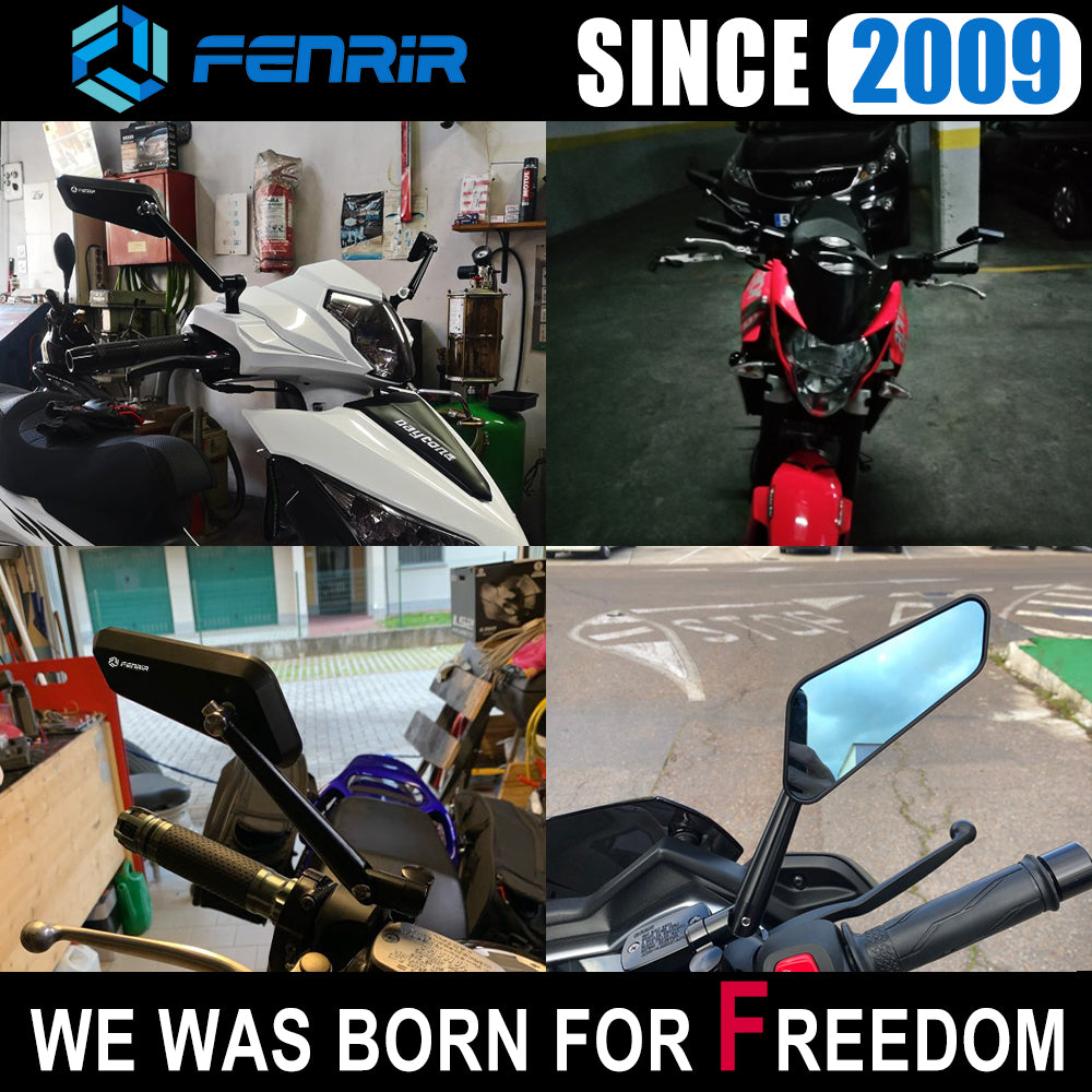 FENRIR Universal-Motorrad-Seitenspiegel, CNC-Aluminiumlegierung, blendfreie, gebogene Linse, Anti-Vibration