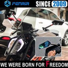 Görseli Galeri görüntüleyiciye yükleyin, FENRIR Evrensel Motosiklet Yan Ayna CNC Alüminyum Alaşım Parlama Önleyici Kavisli Lens Büyük görünüm Titreşim Önleyici