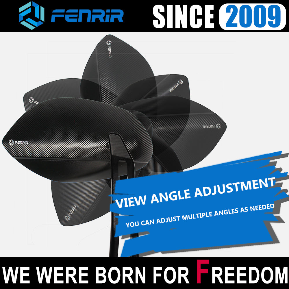 FENRIR Specchietto Laterale Moto Universale In Lega di Alluminio CNC Lente Curva Antiriflesso Ampia Vista Antivibrazione