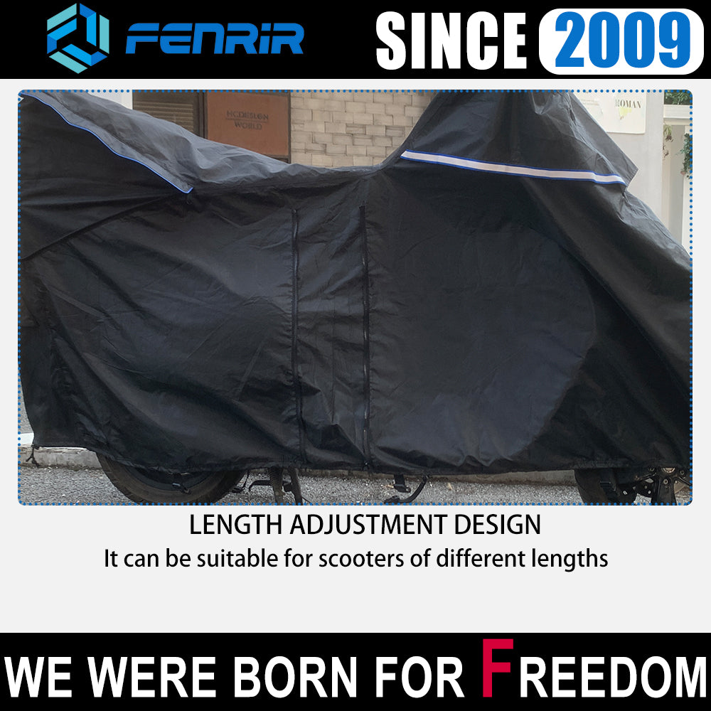 FENRIR 420D Oxford Cloth 80" 205CM Motorcycle Cover Exhaust Pipe Anti-Scalding Waterproof Outdoor Outside Storage Length Extension Function top Box Design Windshield Design for Scooter