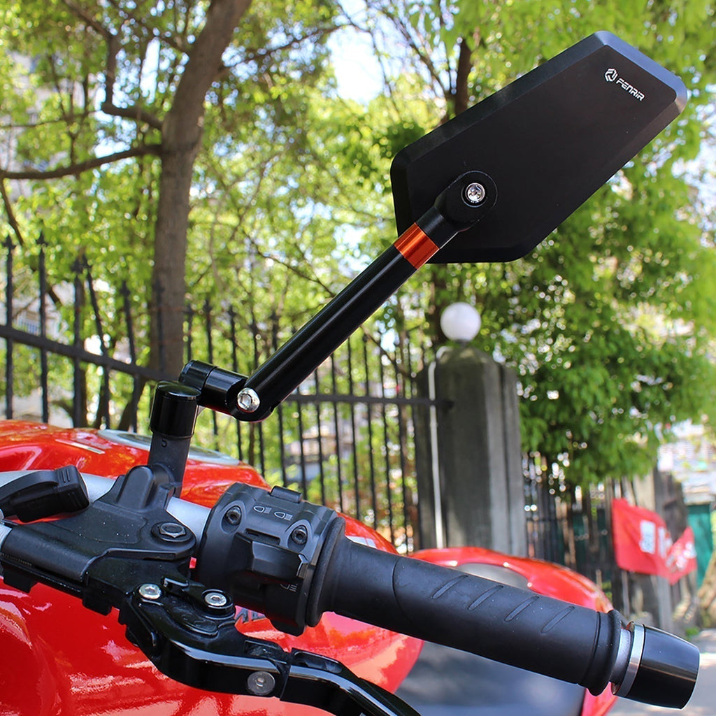 FENRIR Universal Motosikal Sisi Cermin CNC Aluminium Alloy Anti-silau Lensa Melengkung Pandangan Besar Anti-getaran
