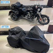 Charger l&#39;image dans la galerie, FENRIR 111&quot; Inch 281CM 420D Trike Motorcycle Cover Waterproof Outdoor Storage Exhaust Pipe Anti-Scalding Antenna Hole for FREEWHEELER TRI Glide Ultra CVO TRI Glide Trike Goldwing Trike Roadmaster
