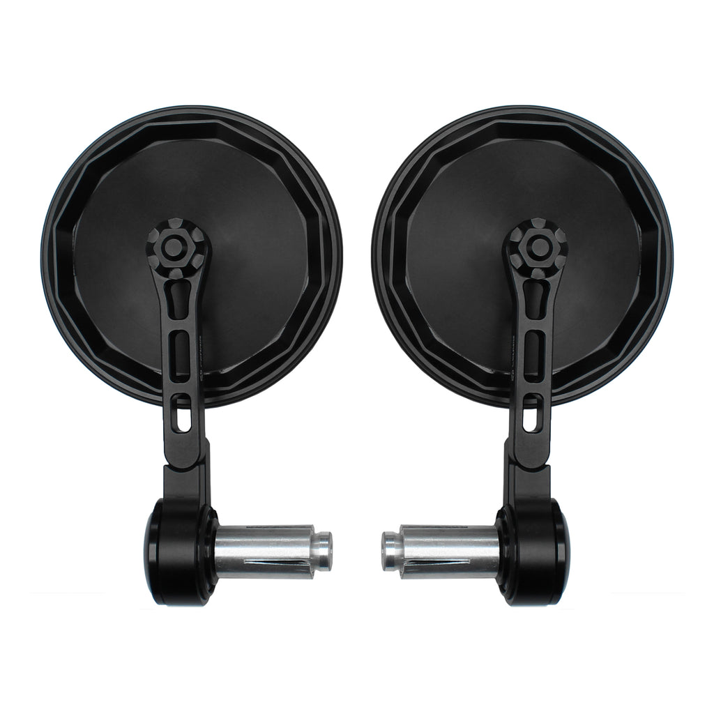 FENRIR EMARK CNC Aluminum Alloy Round Cafe Racer Retro Black Motorcycle Handlebar Bar End Mirrors 801-0505