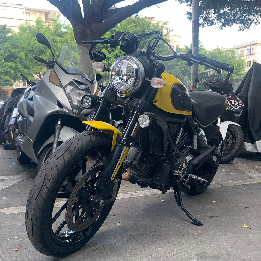 FENRIR CNC Aluminium Alloy Cafe Racer Cermin Hujung Bar Motosikal Hitam Cermin Bar Hendal Sisi Pandangan Belakang Universal Untuk Sukan Skuter Street Cruiser Telanjang