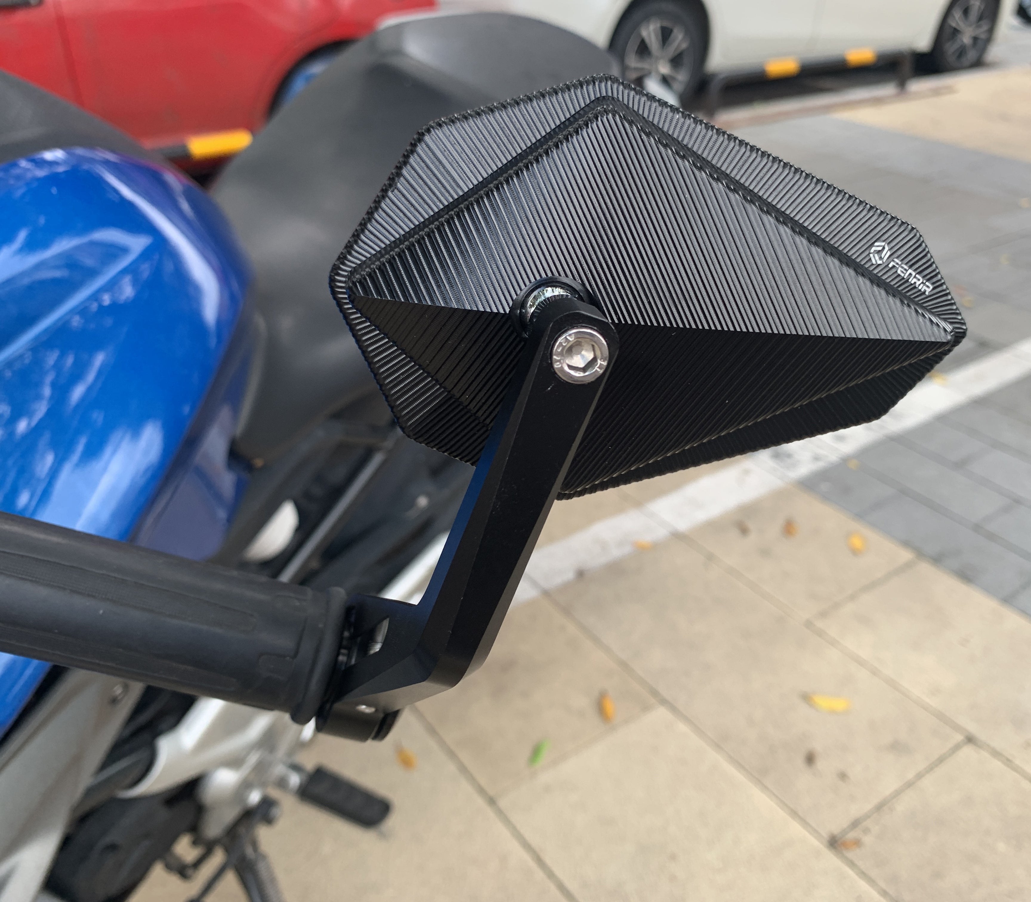 FENRIR EMARK CNC Aluminium Alloy Cafe Racer Cermin Hujung Bar Motosikal Hitam Cermin Hendal Sisi Untuk Skuter Cruiser Basikal Jalan Telanjang Super Sukan