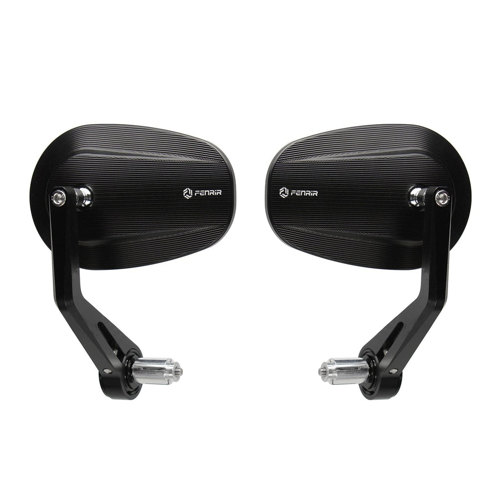 FENRIR CNC Aluminium Alloy Cafe Racer Retro Hitam Motosikal Bar Hujung Cermin Sisi Hendal Cermin Universal untuk Sukan Bogel Street Cruiser Scooter