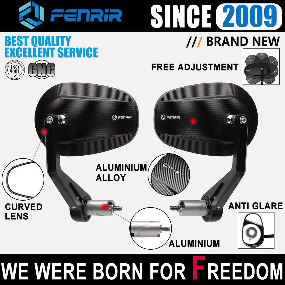 FENRIR Motorcycle Bar End Mirror for 1"INCH 25MM Handlebar Dyna Sportster1200 Sportster883 Iron883 Iron1200 Street750 Street500 Forty-Eight Roadster Seventy-Two BOULEVARD SHADOW VULCAN