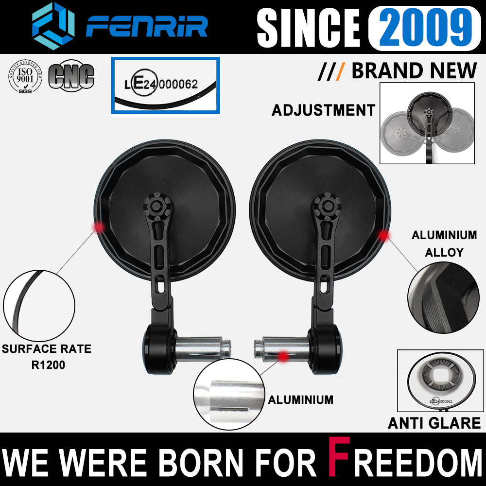 FENRIR EMARK Motorcycle Handlebar Bar End Mirrors For SUZUKI SV650 SV650X SV1000 Bandit Impulse VanVan200 VanVan125 TU250X GSXS125 GSXS150 GSXS750 GSXS950 GSXS1000 Katana Bandit SFV650 Inazuma GSR250 GSR600 GSR750
