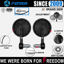 Afbeelding in Gallery-weergave laden, FENRIR EMARK CNC Aluminum Alloy Round Cafe Racer Retro Black Motorcycle Handlebar Bar End Mirrors For Sport Naked Street Bike Cruiser Scooter